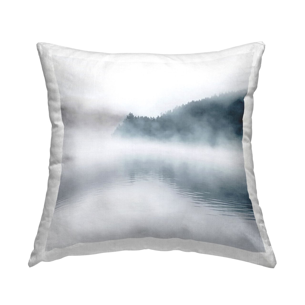 Stupell Industries Heavy Fog Lake Landscape Dense Mist Photographic Throw Pillow 18" x 18"